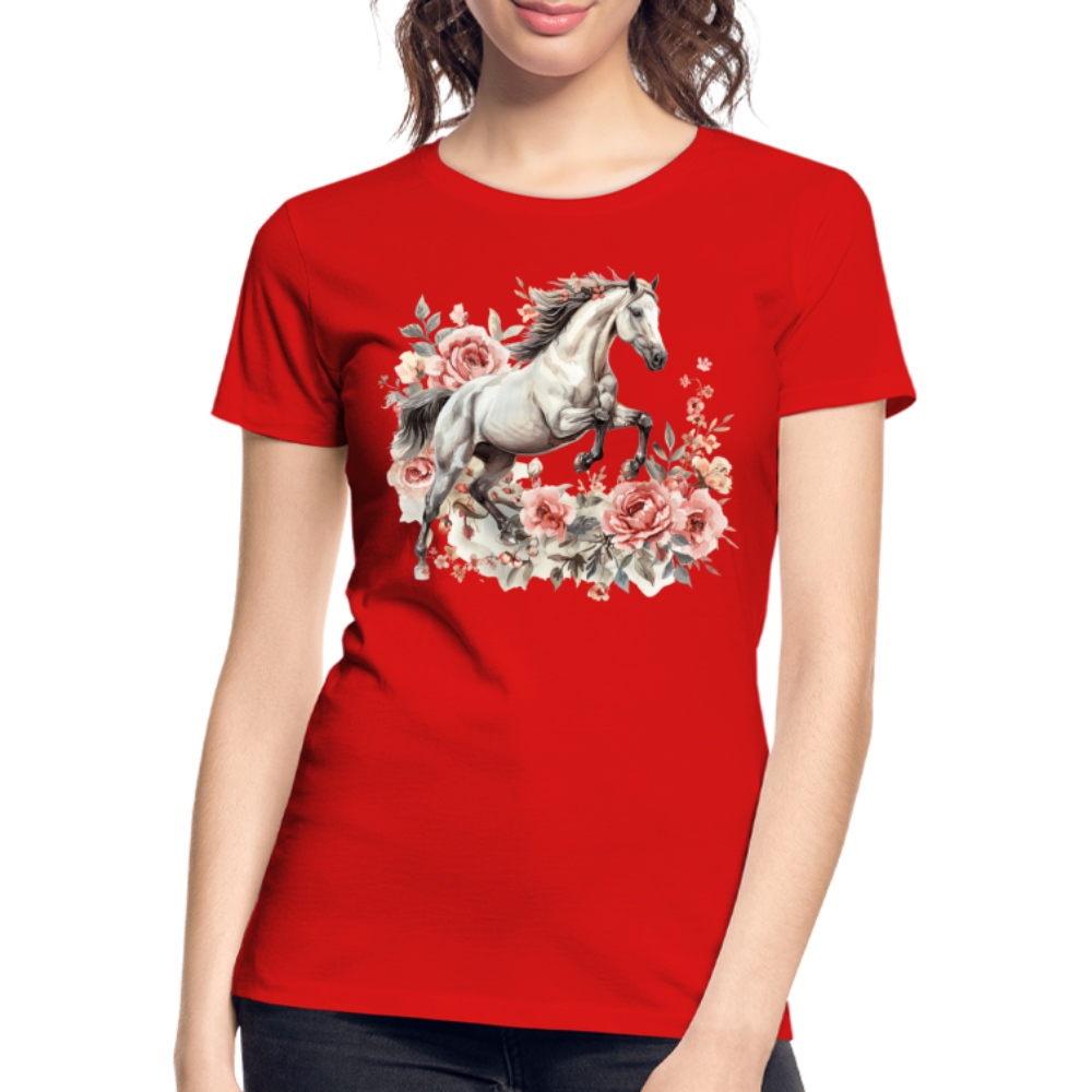 Flower Horse 13 - Frauen Premium Bio T-Shirt - Rot