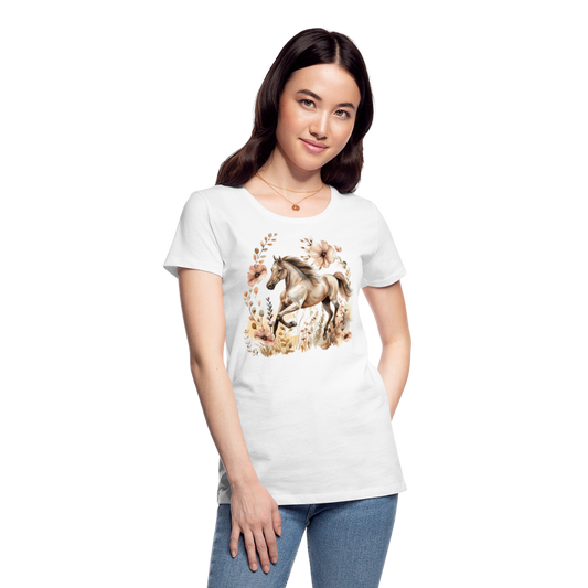 Flower Horse 5 - Frauen Premium Bio T-Shirt - Weiß