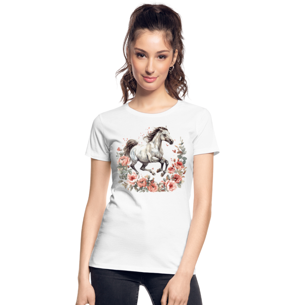 Flower Horse 14 - Frauen Premium Bio T-Shirt - Weiß