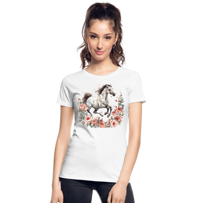 Flower Horse 14 - Frauen Premium Bio T-Shirt - Weiß