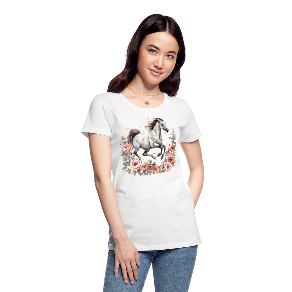 Flower Horse 14 - Frauen Premium Bio T-Shirt - Weiß