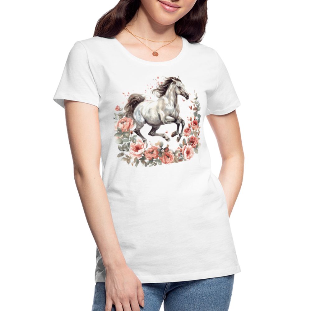 Flower Horse 14 - Frauen Premium Bio T-Shirt - Weiß