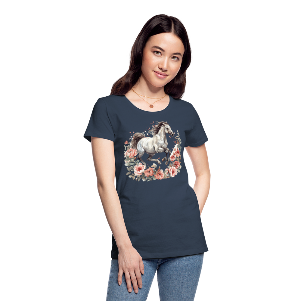 Flower Horse 14 - Frauen Premium Bio T-Shirt - Navy