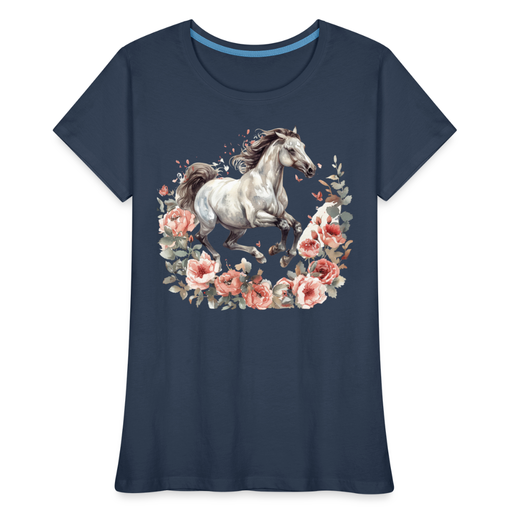 Flower Horse 14 - Frauen Premium Bio T-Shirt - Navy