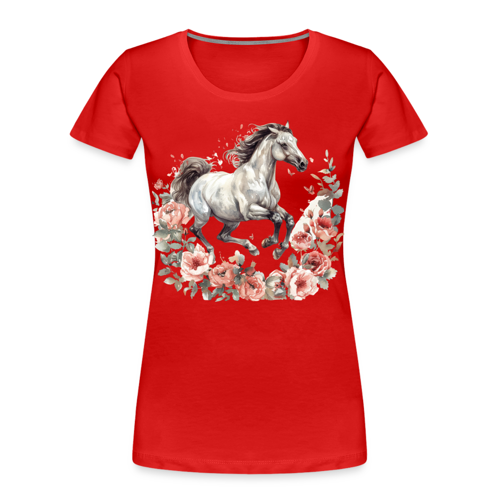 Flower Horse 14 - Frauen Premium Bio T-Shirt - Rot