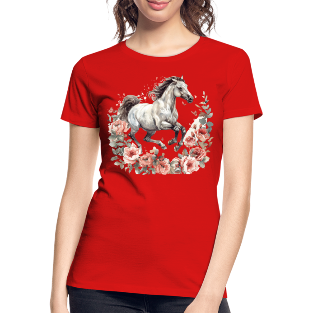 Flower Horse 14 - Frauen Premium Bio T-Shirt - Rot