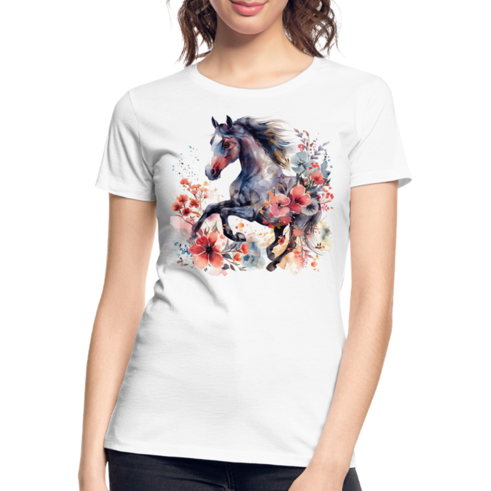 Flower Horse 15 - Frauen Premium Bio T-Shirt - Weiß