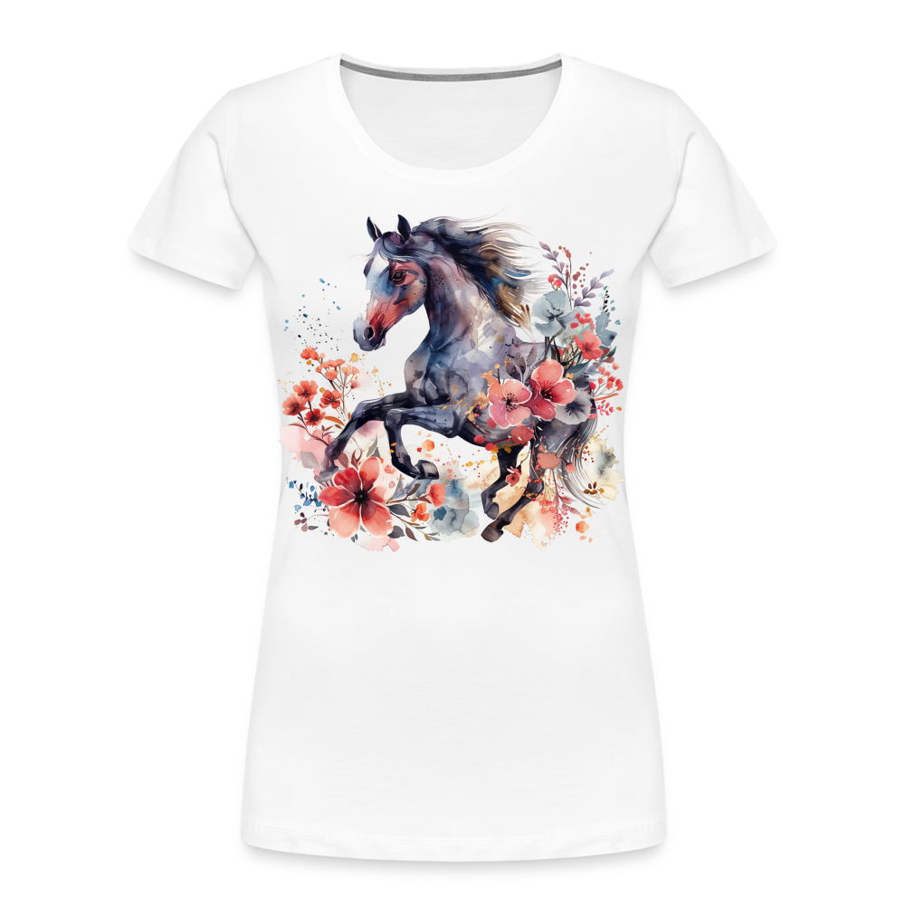 Flower Horse 15 - Frauen Premium Bio T-Shirt - Weiß