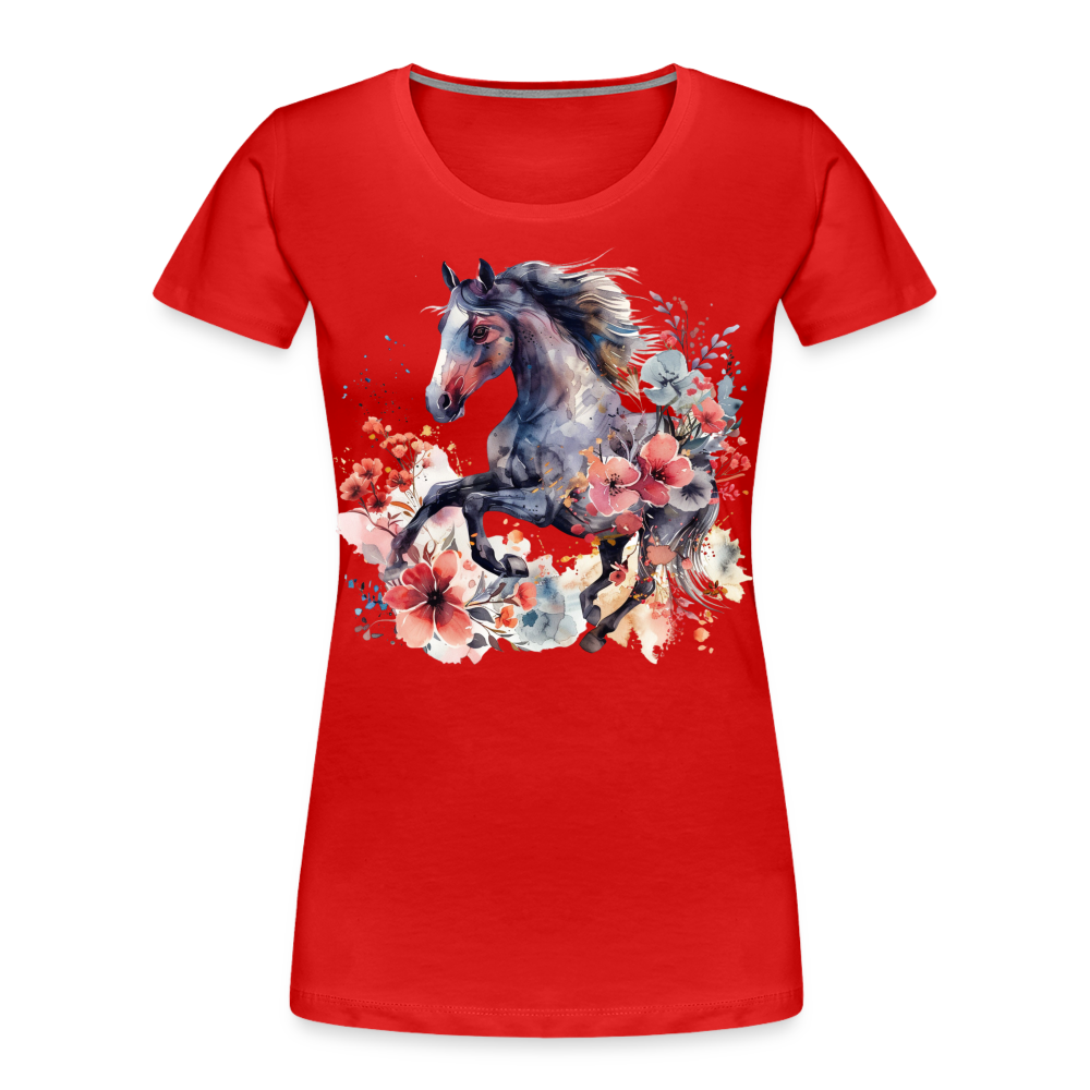 Flower Horse 15 - Frauen Premium Bio T-Shirt - Rot