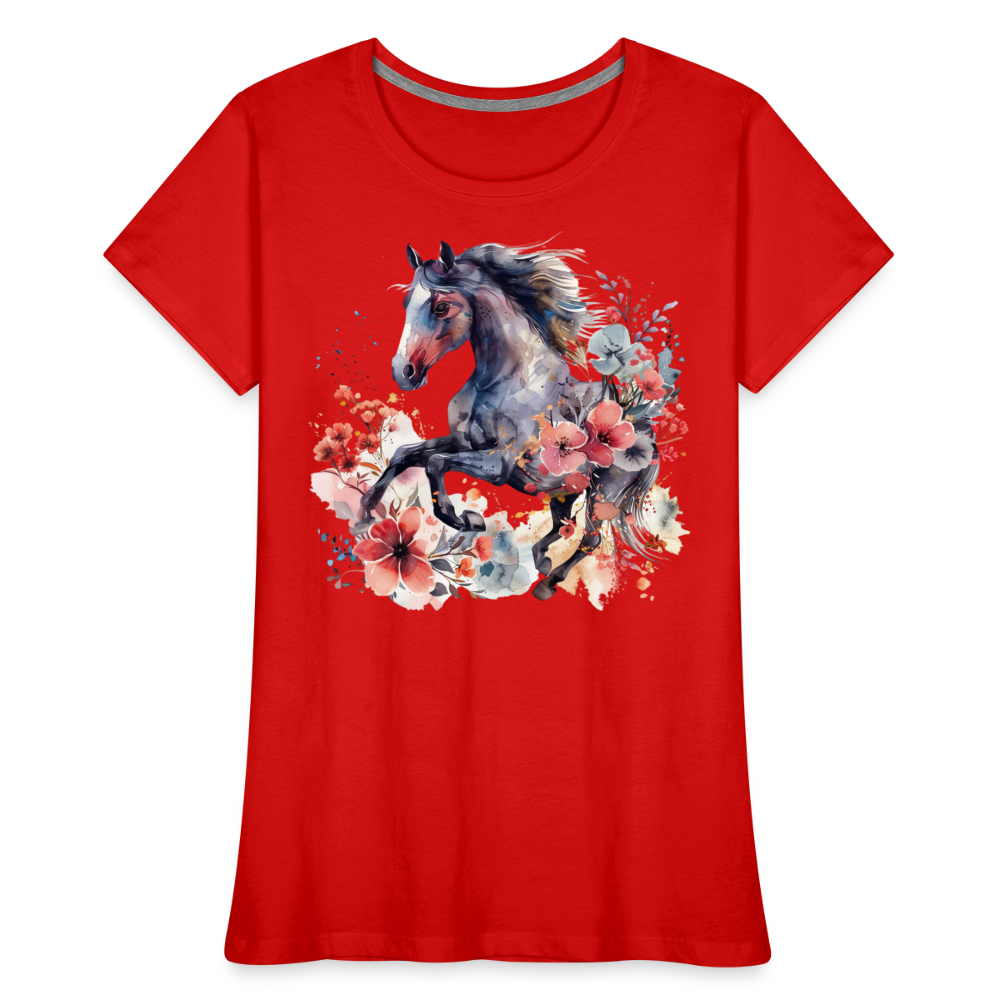 Flower Horse 15 - Frauen Premium Bio T-Shirt - Rot