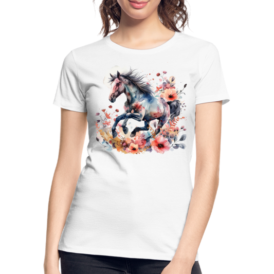 Flower Horse 17 - Frauen Premium Bio T-Shirt - Weiß