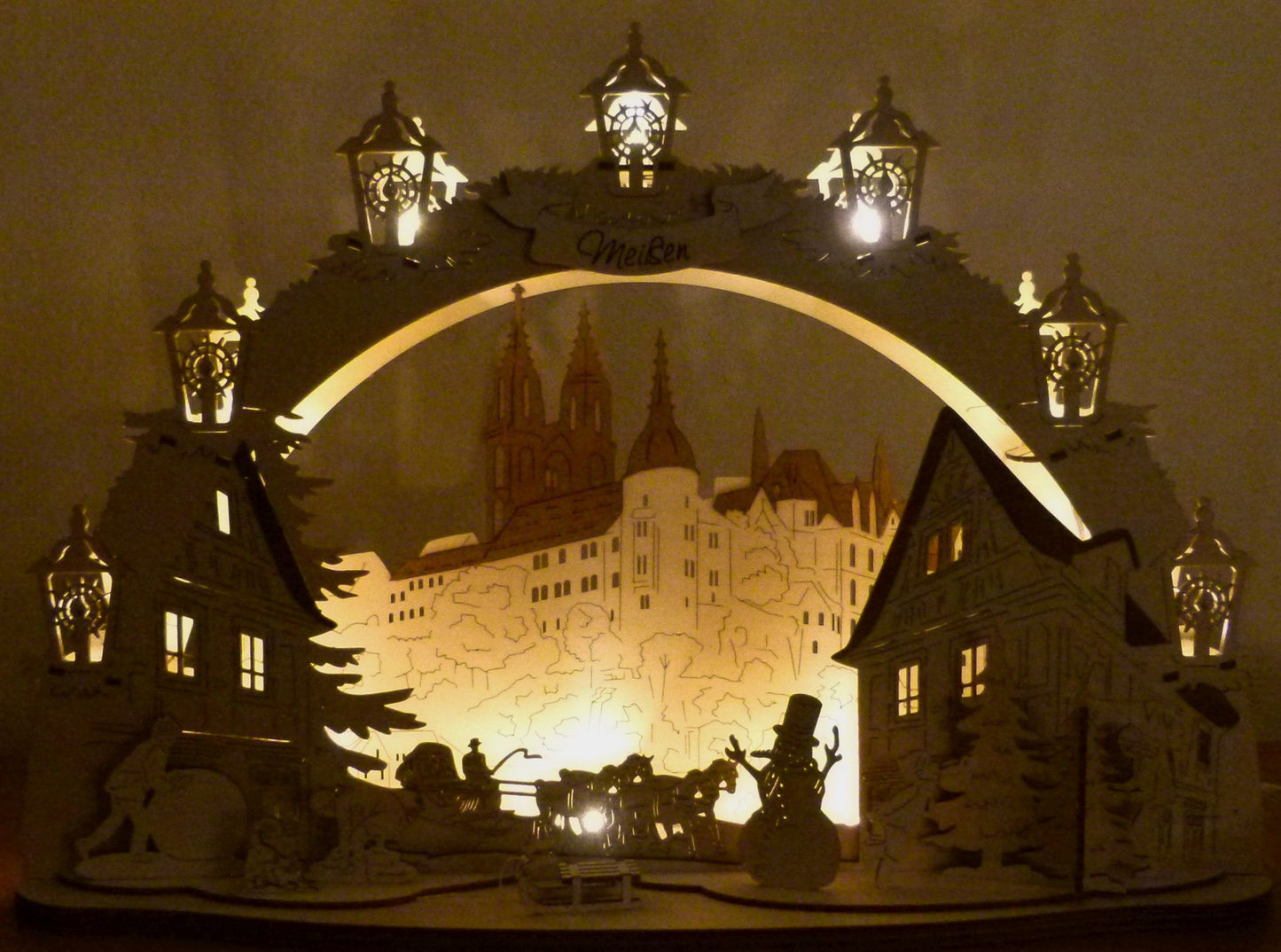 3D LED Holz Schwibbogen 43 cm x 30 cm x 12 cm Albrechtsburg Meissen
